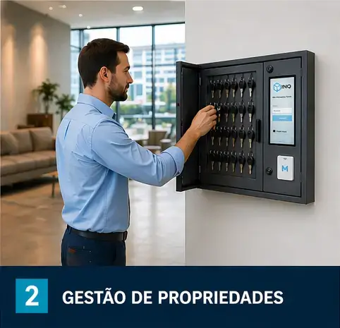Claviculário inteligente para gestão de propriedades — controle de chaves em imobiliária ou administradora